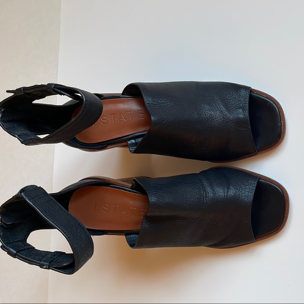 1. State Black Sandals with Ankle Strap and Black Leather, FAEN.